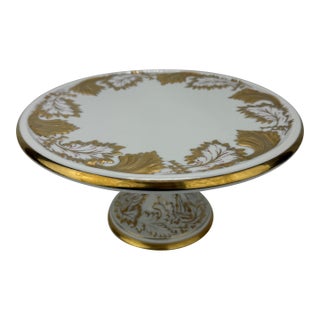 Royal Porzellan Manufaktur Gilded Pedestal Tazza With Scrollwork and Acanthus For Sale