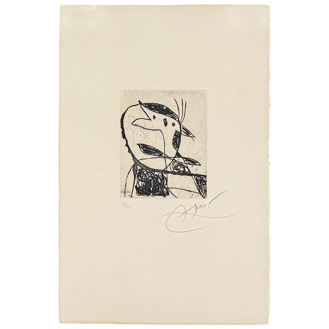 Plate XVII, From Les Saltimbanques. Etching on wove paper. Hand signed lower right by Joan Miro. Hand numbered 6/30 lower...