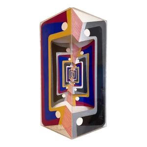 Kazumi Amano Japanese Listed Artist Signed 1973 Collage in Lucite Box