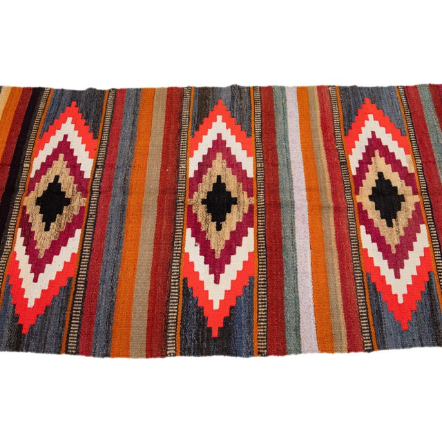 1960s Mid-20th Century Turkish Kilim Multicolor Handmade Tribal Wool Rug For Sale - Image 5 of 8
