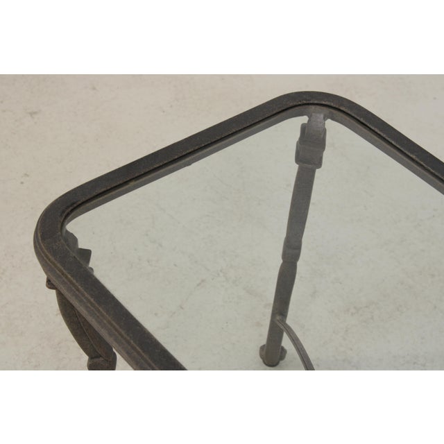Outdoor Cast Aluminum Glass Top Patio End Table For Sale - Image 13 of 14
