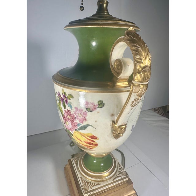 Antique White 19th Century Old Paris Porcelain Urn Table Lamp. For Sale - Image 8 of 16