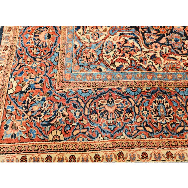 Vintage Persian Kashan Rug, Hand-Knotted Wool, Floral Pattern, Navy & Blue, 5x7 For Sale - Image 16 of 17
