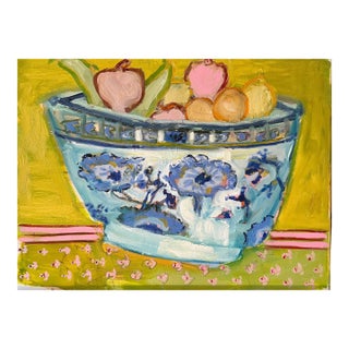 "Bowl of Fruit" Original Colorful Painting by Shann Spishak For Sale