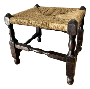 Vintage English Oak and Rope Stool