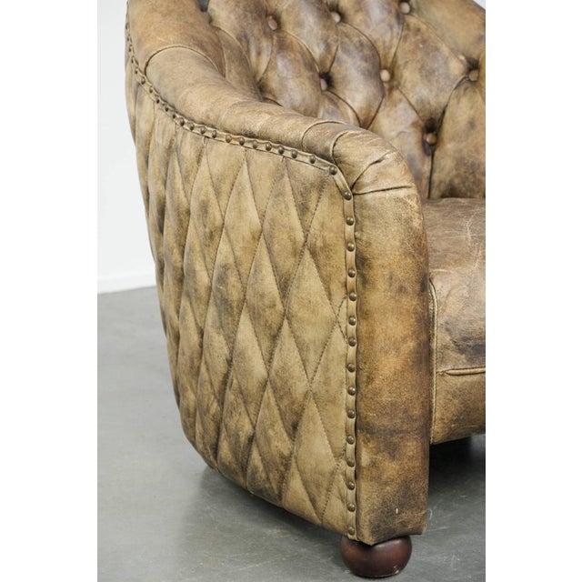 Cowhide Chesterfield Club Armchair For Sale - Image 14 of 15