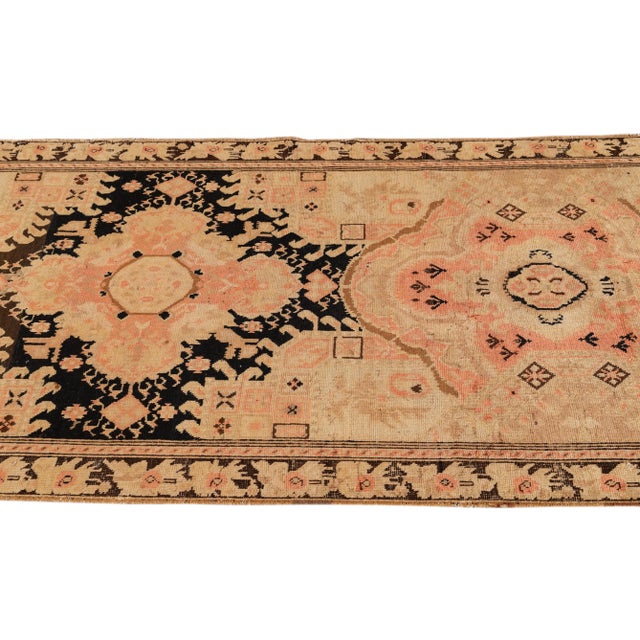 Late 19th Century Late 19th Century Long Antique Karabakh Handmade Beige Wool Runner With Medallion Design For Sale - Image 5 of 7