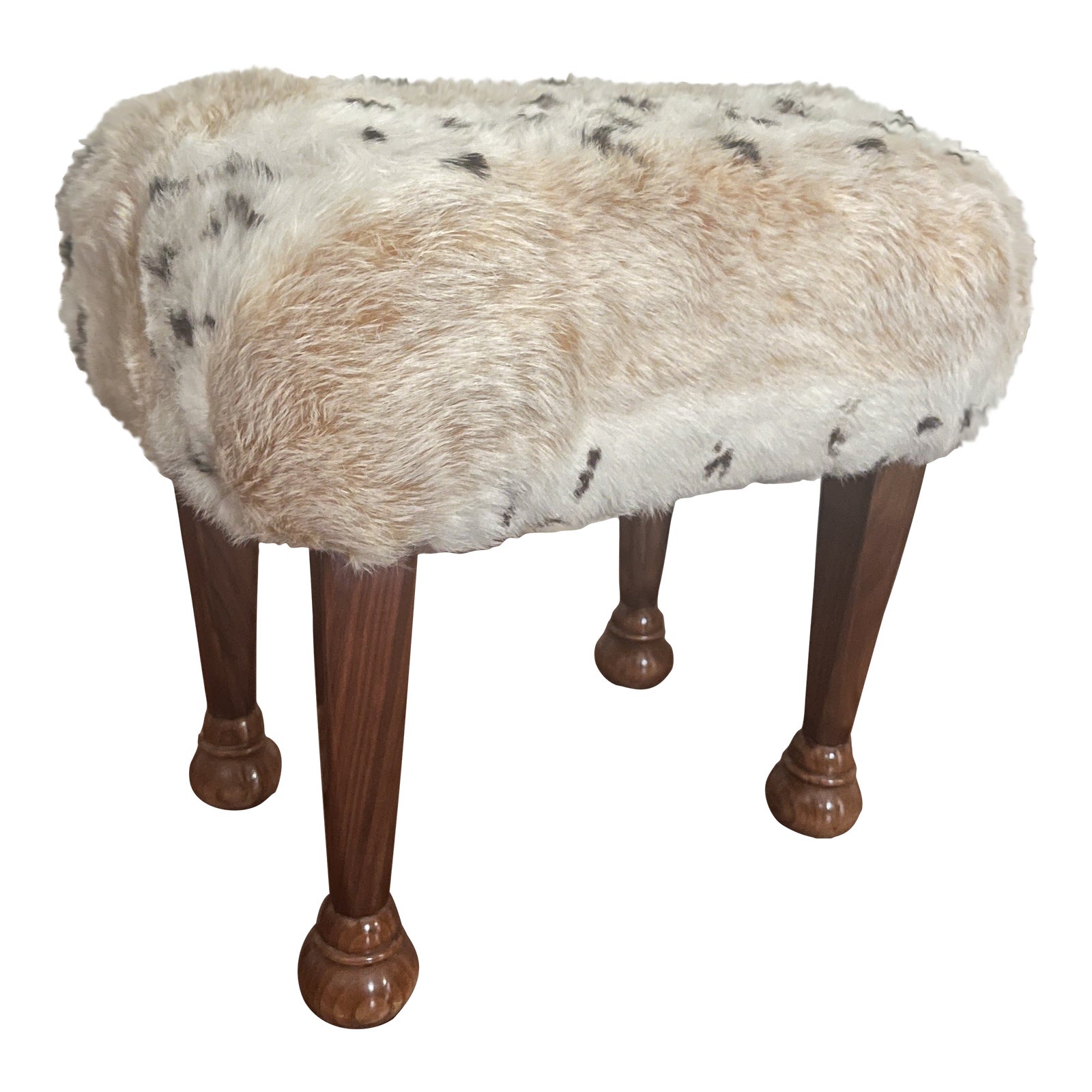 1930s Vintage French Fur Rabbit Stool | Chairish