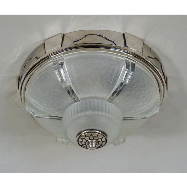 Metal A Pair of French Art Deco Flush Mounts by Ejg Ezan 1930s France - 2 Pairs Available For Sale - Image 7 of 12