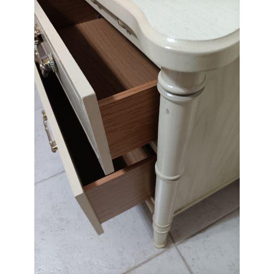 Beige Vintage Nightstand Hollywood Regency Style Faux Bamboo 2 Drawer For Sale - Image 8 of 9