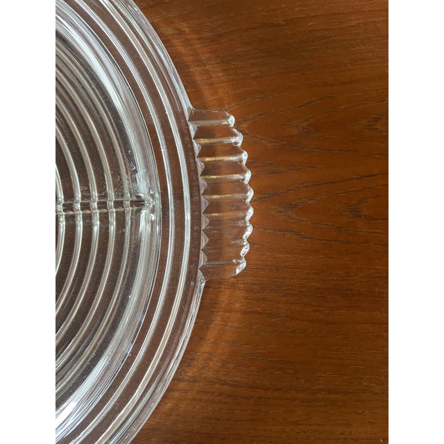 1960s 1960s Art Deco Anchor Hocking Manhattan Divided Depression Glass Relish Platter For Sale - Image 5 of 6