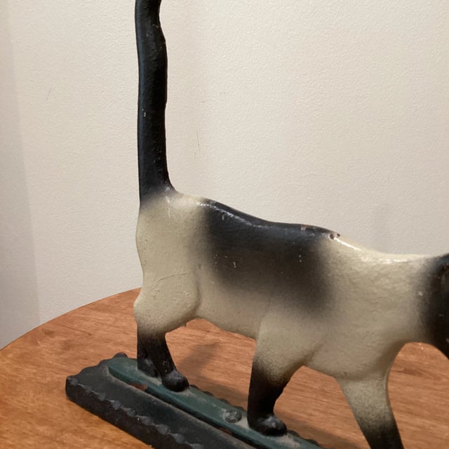 Vintage Mid 20th Century Cast Iron Doorstop Figurine Cat Multi Color Kitty Kat Decorative Art Statue For Sale In Chicago - Image 6 of 13