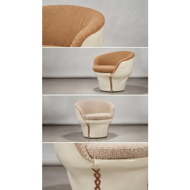 Mid-Century Modern Hungarian Mushroom Lounge Chairs with Bouclé Upholstery, 1960s, Set of 2 For Sale - Image 3 of 7