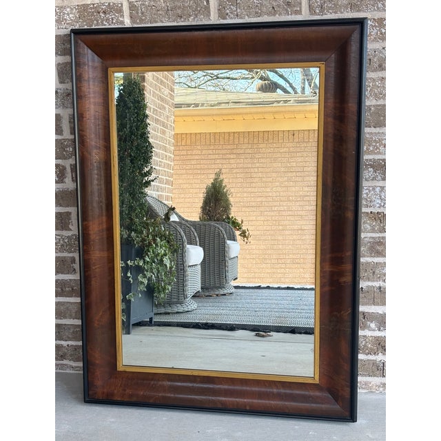 American Antique Large Scale Early 19th Century American Empire Mahogany & Gilt Ogee Wall Mirror For Sale - Image 3 of 18