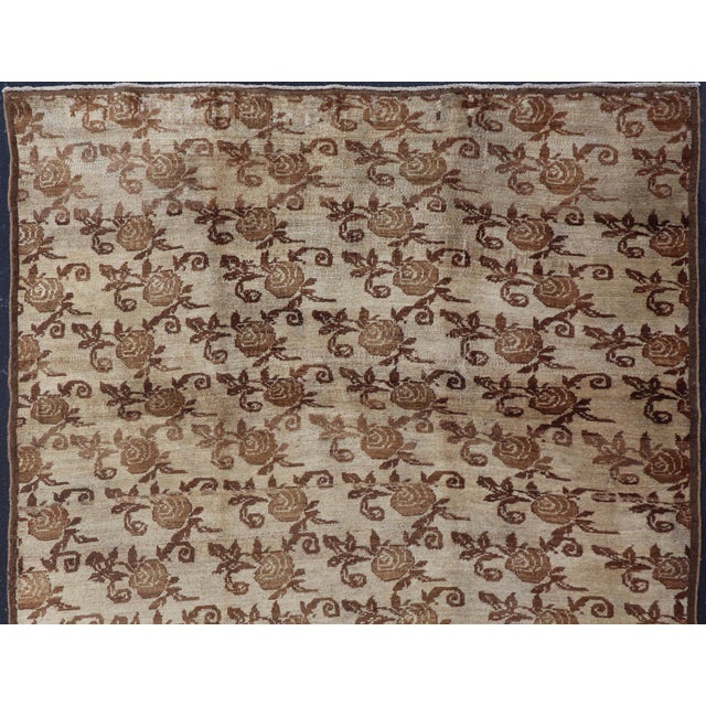 Unique Antique Turkish Konya Rug With All-Over Floral Pattern in Taupe and Brown For Sale - Image 9 of 12