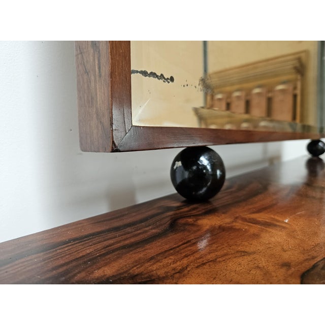 Black Art Deco Walnut Burl Sideboard with Mirror, 1940 For Sale - Image 8 of 18