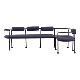 Vintage Steel and Fabric Bench, Italy, 1990s For Sale