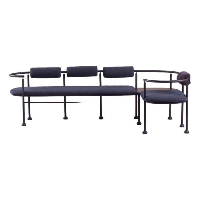 Vintage Steel and Fabric Bench, Italy, 1990s For Sale