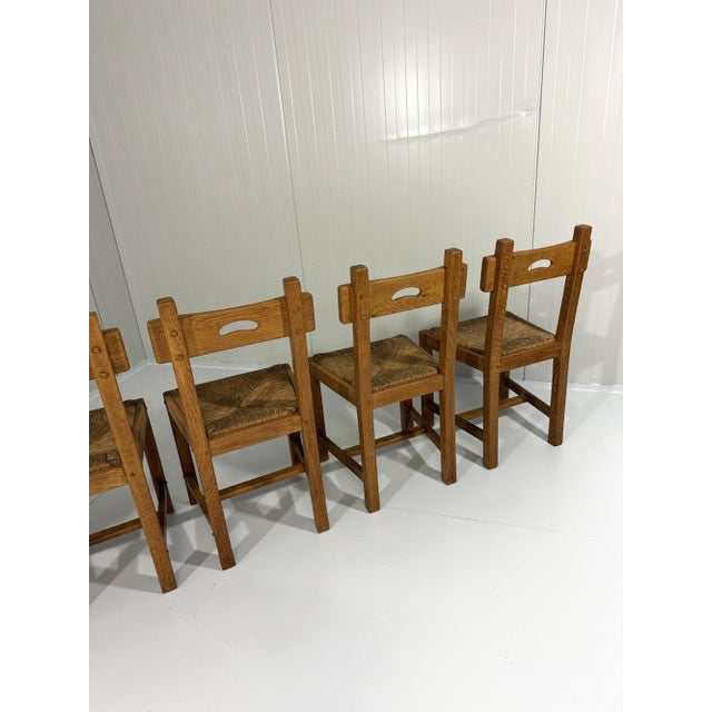 Rustic Blonde Oak Dining Chairs, 1960s, Set of 6 For Sale - Image 17 of 18