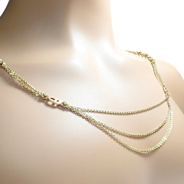 Christian Dior Vintage Christian Dior Solid Gold CD Three Strand 28" Long Necklace Germany For Sale - Image 4 of 13