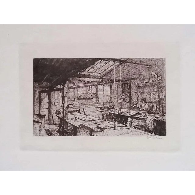 Luca Beltrami - Paris, L'atelier Pascal - Original Etching on Cardboard - 1877 For Sale - Image 3 of 3