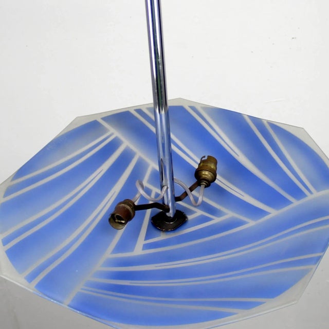 Glass Art Deco Lamp by Loys Lucha For Sale - Image 7 of 8