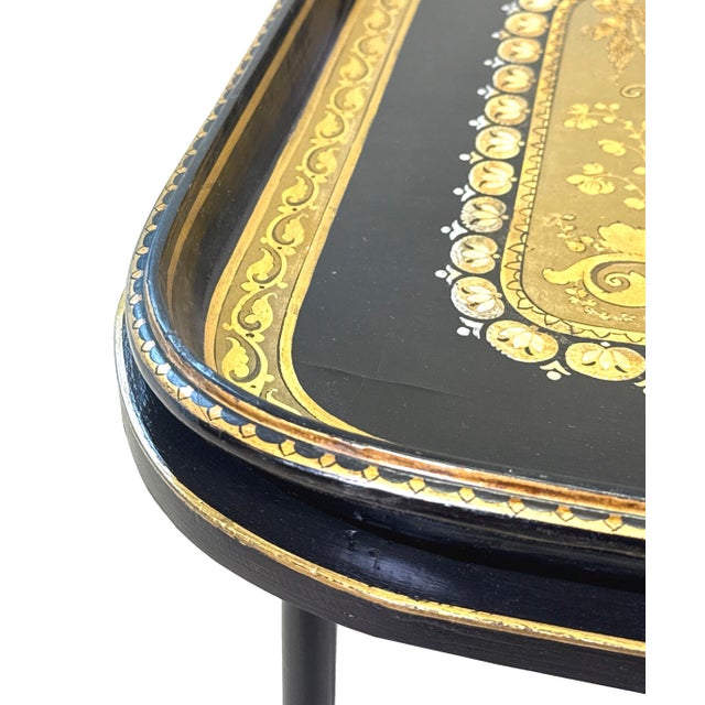 Antique Papier Mache Tray on Stand, 1875 For Sale - Image 7 of 16