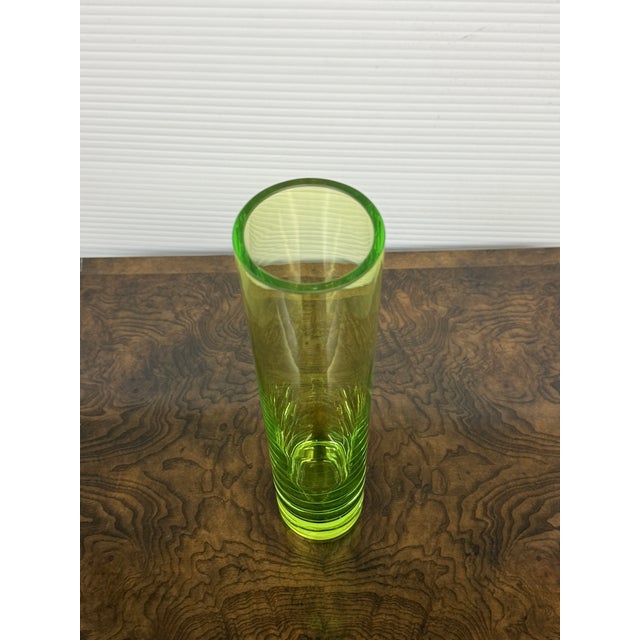 Early 21st Century Cylindrical Lime Green Tall Vase For Sale - Image 5 of 12