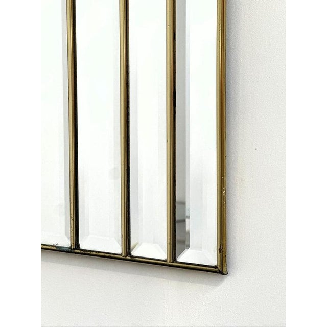 Vintage Art Deco Style Stepped Bevelled Mirror with Brass Trim, 1980s For Sale - Image 6 of 8