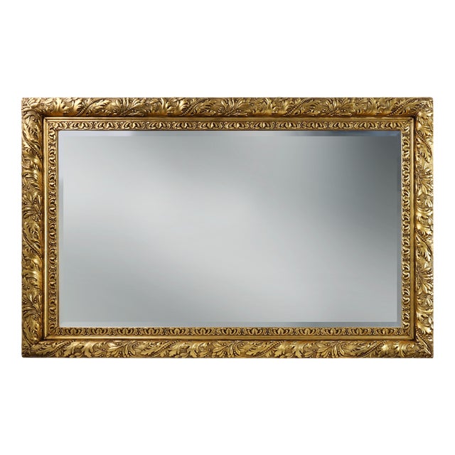 Large Baroque French Rustic Oak Wall Mirror, 1850s For Sale