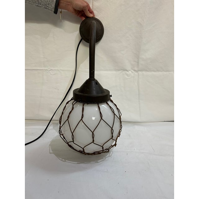 Metal Vintage Caged Globe Sconce For Sale - Image 7 of 7