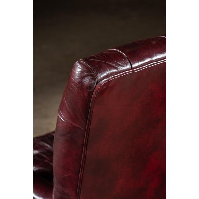 Late 20th Century Pair of Tufted Leather Square-Back Dining Chairs in Oxblood For Sale - Image 16 of 17