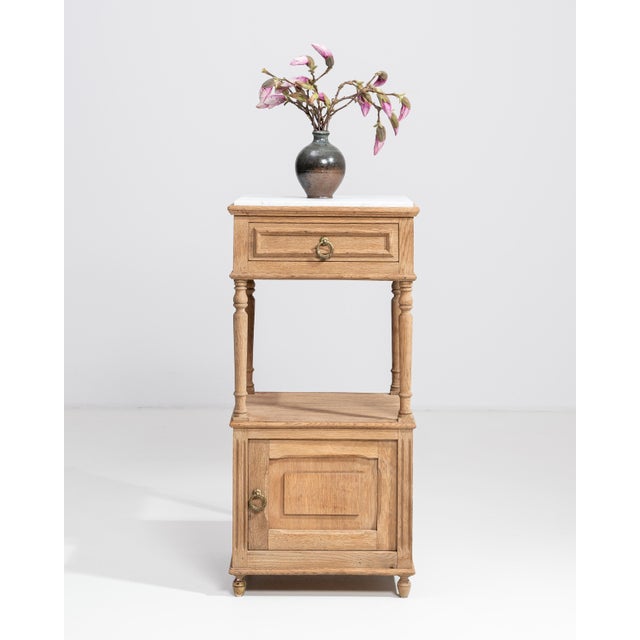 Early 20th Century French Oak Marble-Top Side Table For Sale In Greensboro - Image 6 of 13