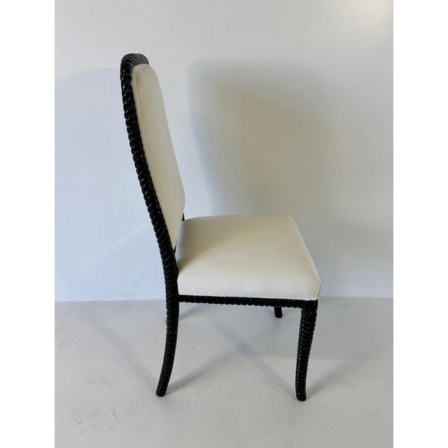 Cream Velvet and Black Lacquered Chairs, Set of 6 For Sale - Image 6 of 13
