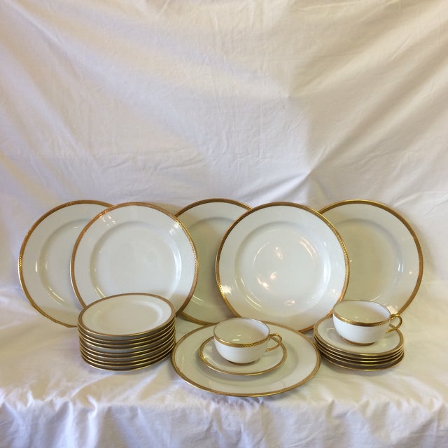 Limoges France Vignaud White With Gold China 23 Piece Chairish