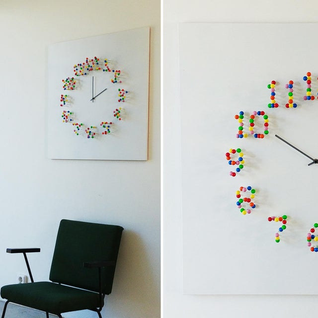 Wood "Mocap" (Discodip) Illusionistic Wall Clock / Wall-Sculpture For Sale - Image 7 of 9