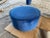 Large Round Blue Velvet Ottoman – Upholstered Accent Seating For Sale - Image 4 of 6