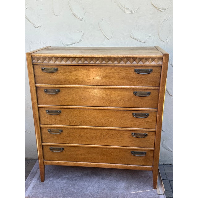 1970s Vintage Mid Century Modern Broyhill Premier Tallboy Dresser For Sale - Image 5 of 11