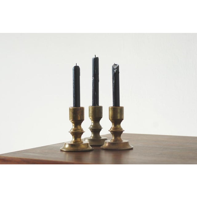 1960s Vintage Norwegian Brass Candlesticks, 1970s, Set of 3 For Sale - Image 5 of 6