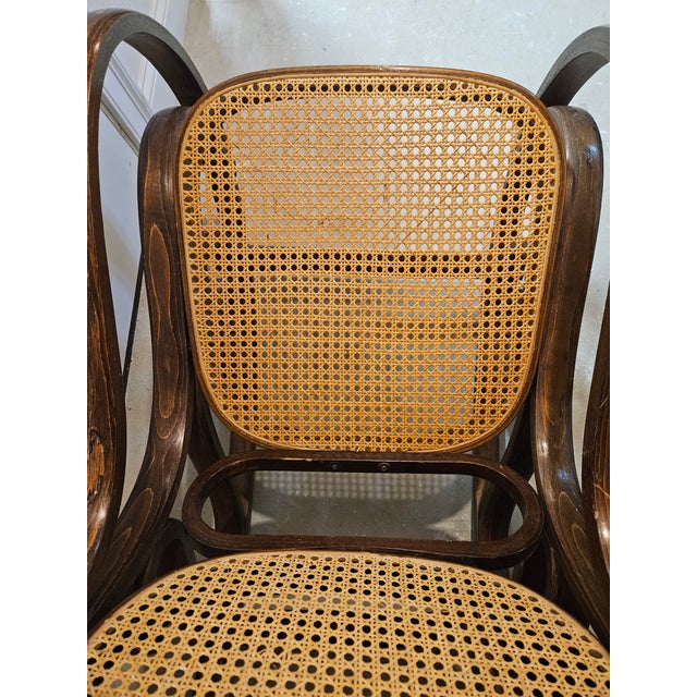 Arts & Crafts Vintage Thonet-Style Bentwood Cane Rocking Chair For Sale - Image 3 of 7