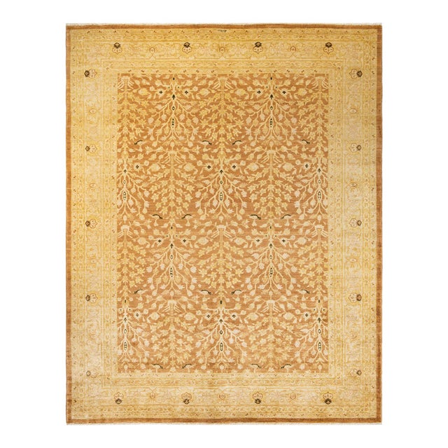 Yellow Eclectic, One-of-a-Kind Hand-Knotted Area Rug in Yellow, 9' 2" x 11' 8" For Sale - Image 8 of 8