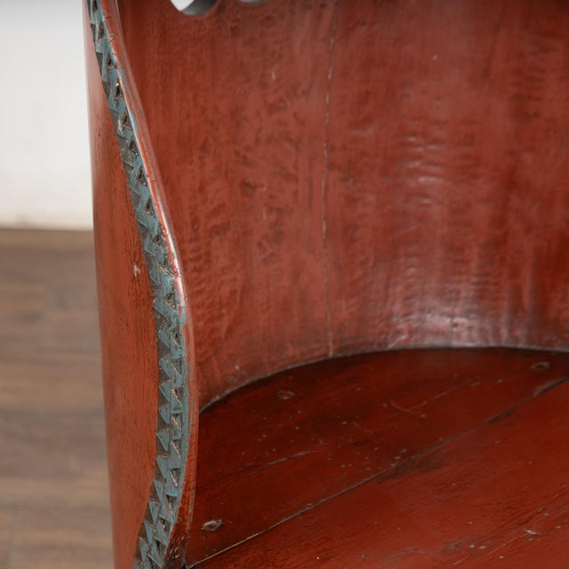 Early 20th Century Original Red Painted Swedish Kubbestol Carved Log Chair For Sale - Image 5 of 12