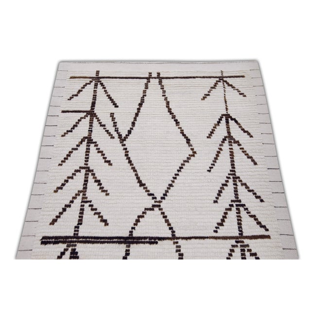 Brown & Beige 21st Century Modern Moroccan Style Wool Runner 2'9" X 6'9" For Sale - Image 4 of 6