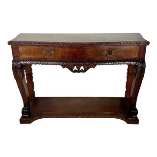 Spanish Carved Console Table with Drawers, 1940s For Sale