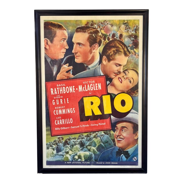 "Rio" 1939 Vintage Movie Poster, Professionally Framed For Sale