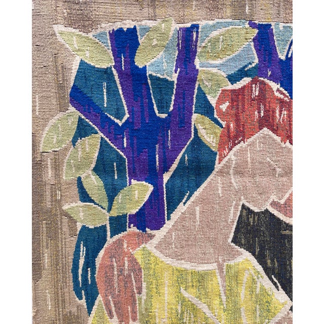 Monumental Vintage Figurative Wool Tapestry For Sale - Image 4 of 12