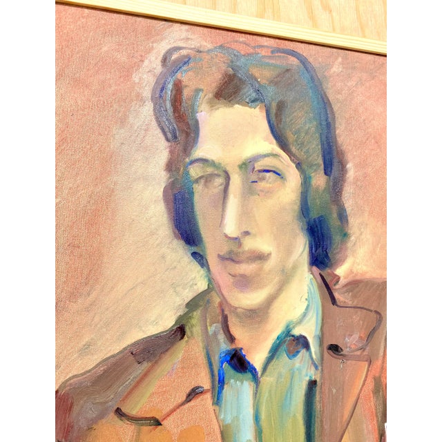 A fabulous vintage Bohemian original oil painting by artist Regone Pierokkis, depicting a stylish young man with an...