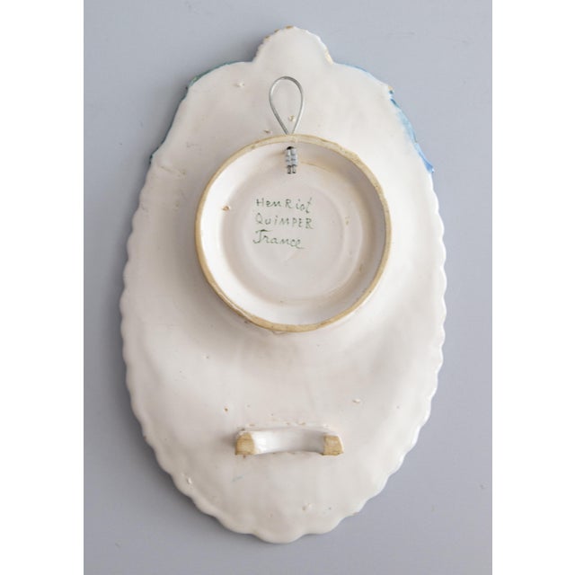 Henriot Quimper Antique French Quimper Scalloped Wall Platter For Sale - Image 4 of 5