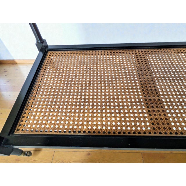 Wood Vintage British Colonial Style Two-Tier Caned Coffee Table For Sale - Image 7 of 13