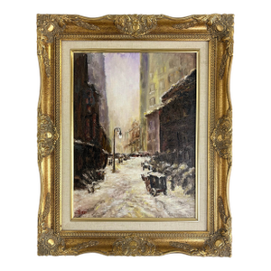 Late 20th Century Oil on Canvas Impressionist Cityscape.